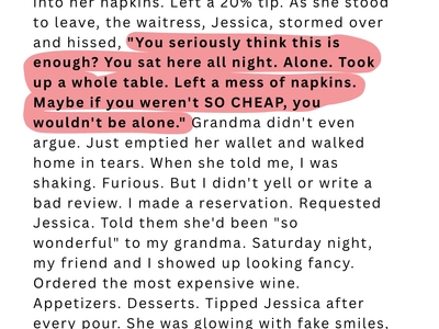 A Waitress Mocked My Grandma’s Tip—She Didn’t See My Response Coming